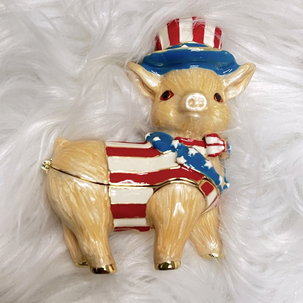 Trinket Piggy 4th of July. Opens up to store small items.   EUC